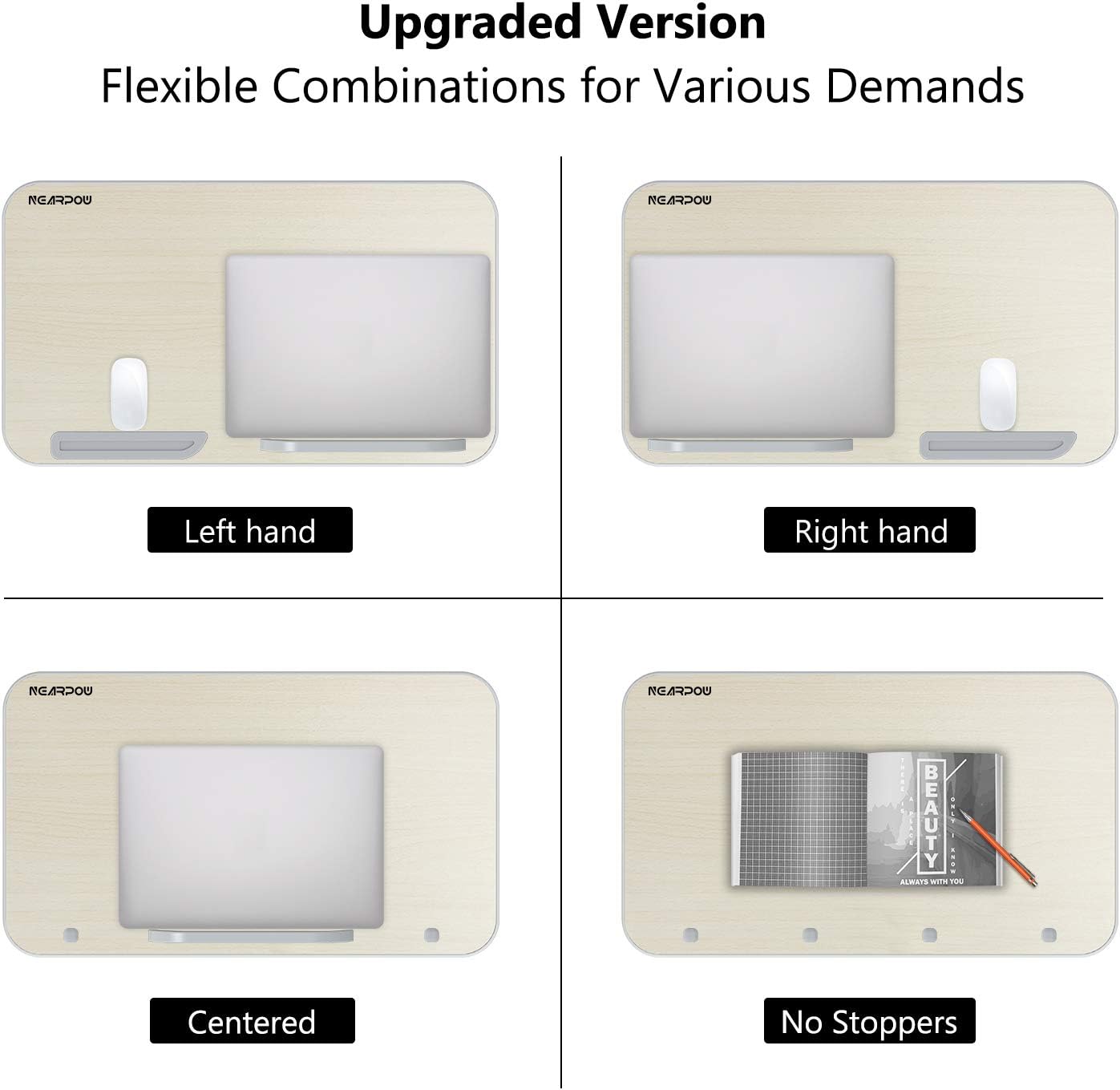 Laptop Bed Tray Table, Nearpow (Larger Size) Adjustable Laptop Bed Stand, Portable Standing Table with Foldable Legs, Foldable Lap Tablet Table for Sofa Couch Floor - Large Size